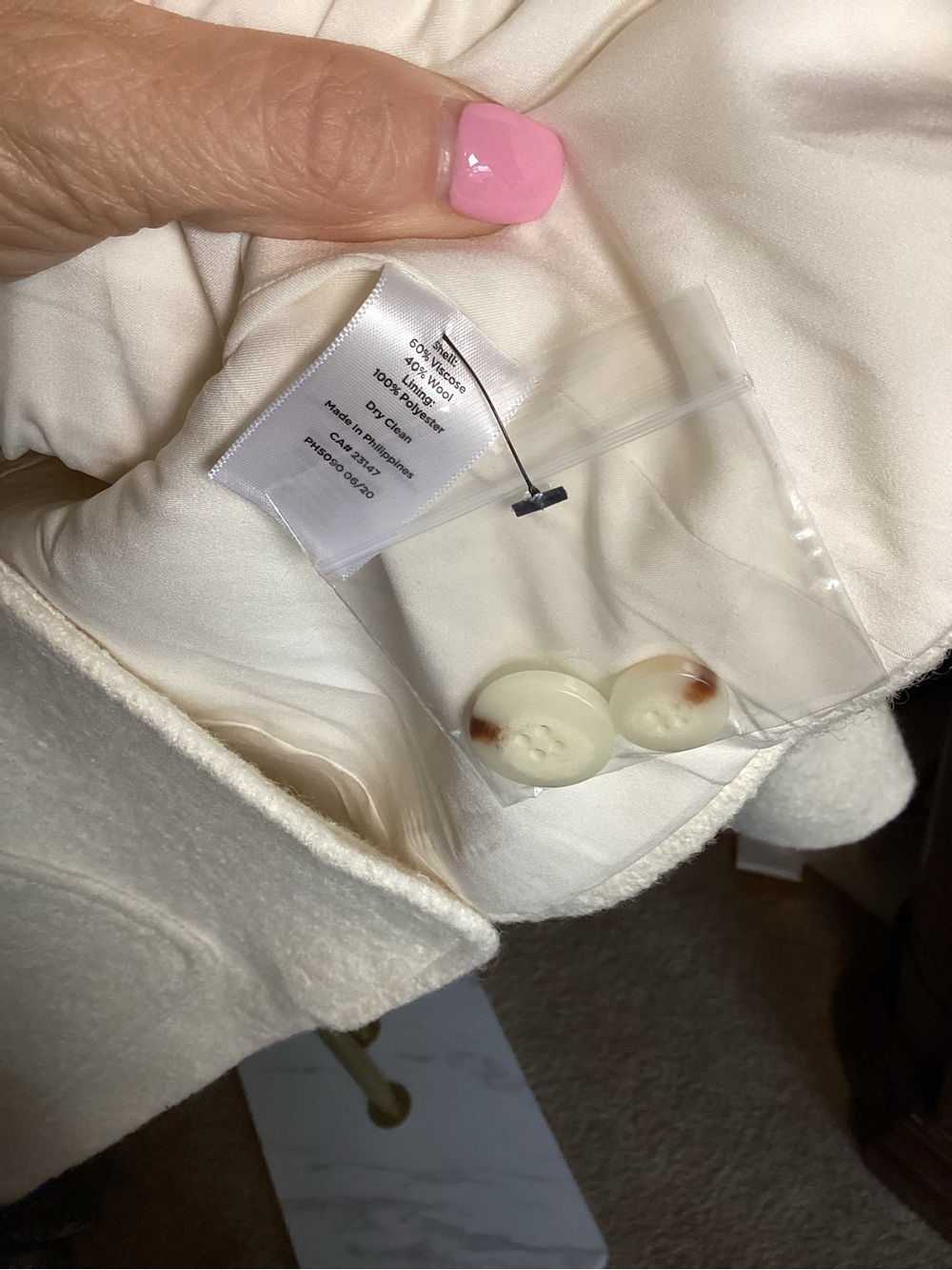 Talbots Cream Textured Two-Button wool blazer coat - Picture 5 of 5